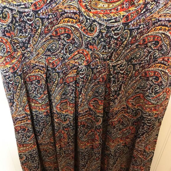 DouBCQ‎ Womens Dress Size 2XL Pleated Flowy Pockets Casual Orange Paisley New - Picture 6 of 10